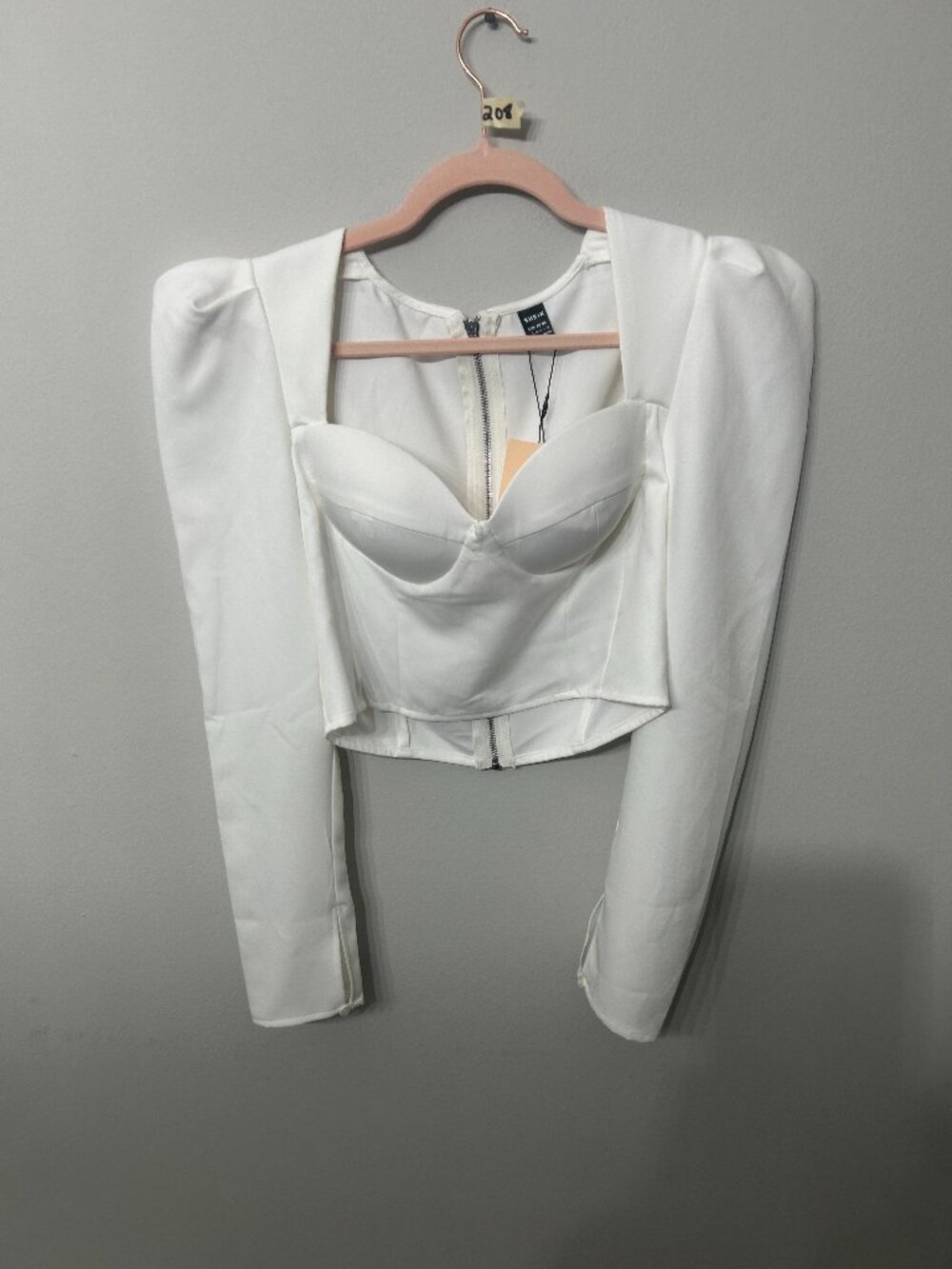 Women’s Shein BAE White Corset Crop Top Long Sleeve Size Large NWT